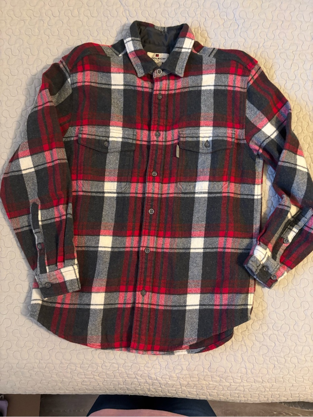 Woolrich Red and Black Plaid Lined Jacket Shirt
